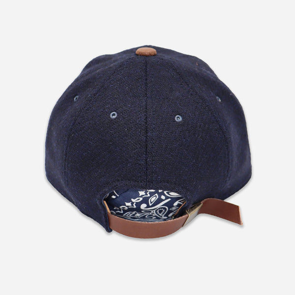 HARRIS TWEED CAP - NAVY/BROWN