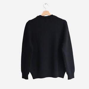Yonetomi - EX FINE WOOL RIB KNIT SWEATER - BLACK -  - Alternative View 1