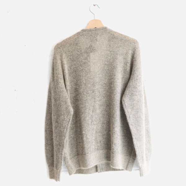 SHAGGY PLAIN MOHAIR CARDIGAN - BEIGE