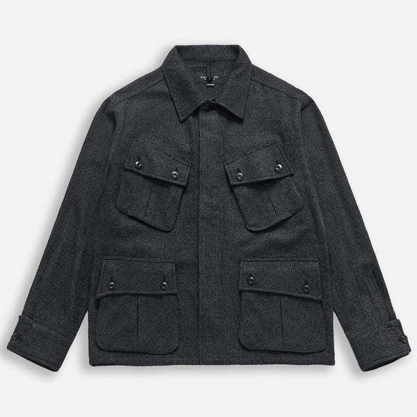 WOOL JUNGLE FATIGUE JACKET - BLACK/GREY CHECK