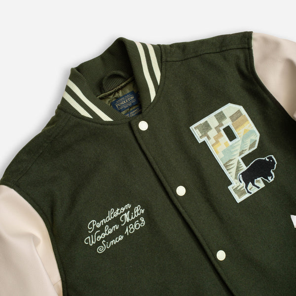 Pendleton LETTERMAN VARSITY JACKET GREEN LEAF The Great Divide