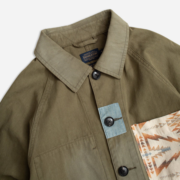 PATCHWORK CHORE JACKET - OLIVE