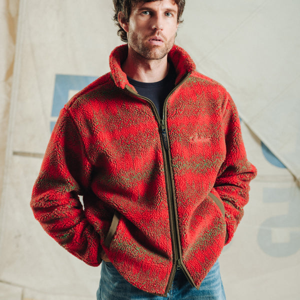 JACQUARD SHERPA FLEECE JACKET - SKYWALKERS RED