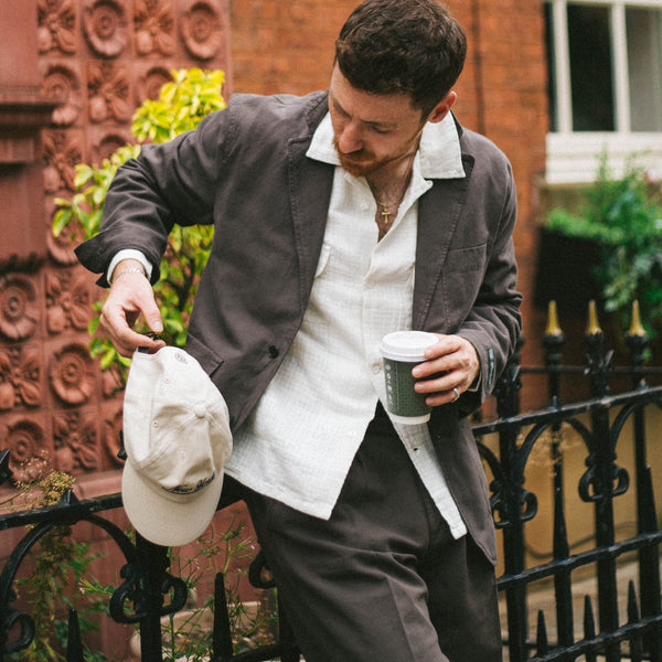 LANE TWILL & LINEN SUIT JACKET - BLACK OLIVE
