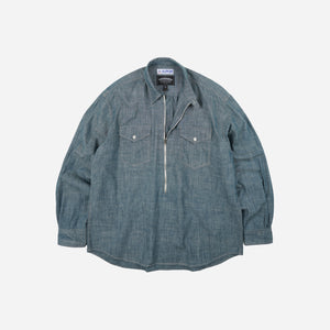 Frizmworks - Frizmworks Kuroki Chambray Half Zip Shirt - Washed Blue -  - Alternative View 1