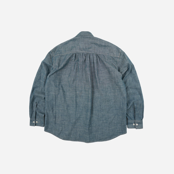 Frizmworks Kuroki Chambray Half Zip Shirt - Washed Blue
