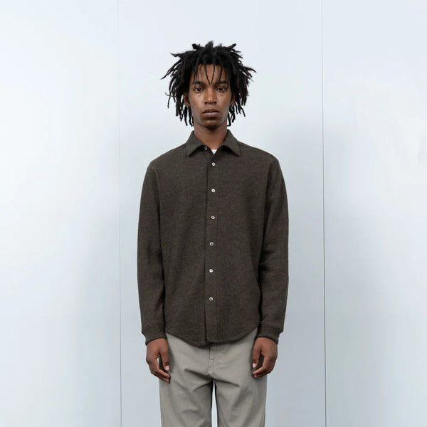 Lady White Crater Wool Button Up - Brown