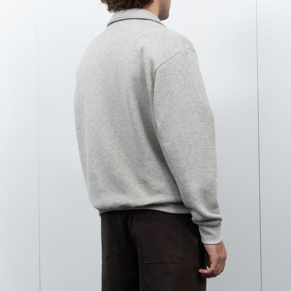 WOOL BLEND QUARTER ZIP SWEATSHIRT - HEATHER GREY