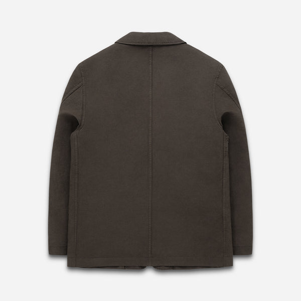 LANE TWILL & LINEN SUIT JACKET - BLACK OLIVE
