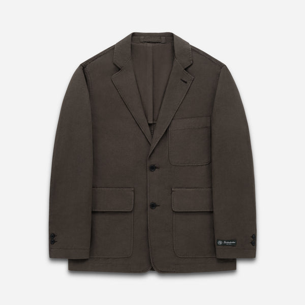 LANE TWILL & LINEN SUIT JACKET - BLACK OLIVE