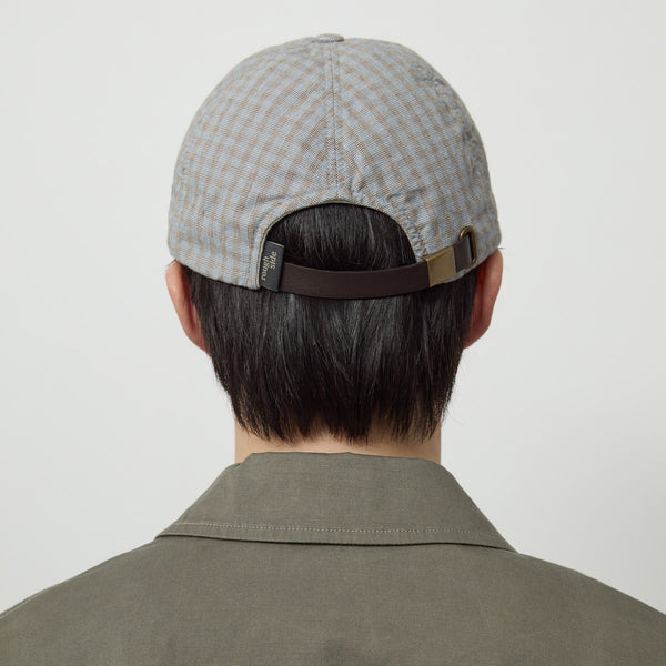 6 PANEL LINEN BASEBALL CAP - BLUE GLEN CHECK
