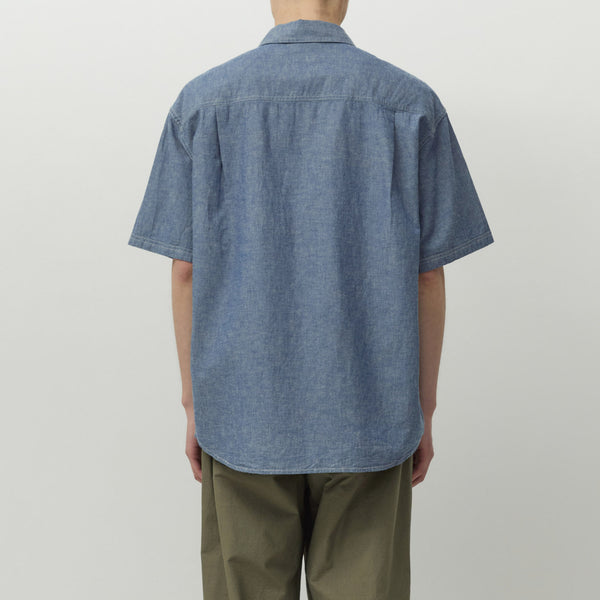 CHAMBRAY HALF SHIRT - INDIGO CHAMBRAY