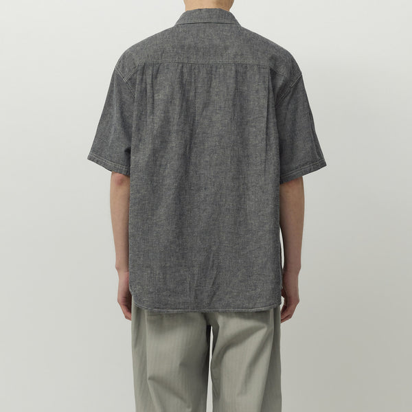 CHAMBRAY HALF SHIRT - BLACK CHAMBRAY