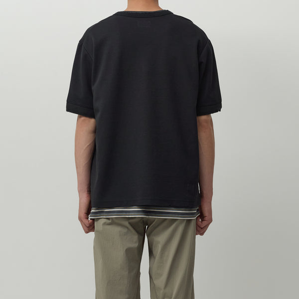 HENRY NECK T-SHIRT - BLACK