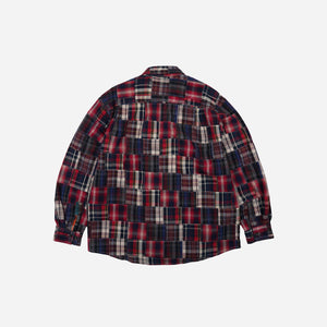 Frizmworks - Frizmworks Madras Patchwork Relaxed Shirt - Wine -  - Alternative View 1