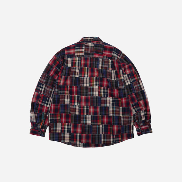 Frizmworks Madras Patchwork Relaxed Shirt - Wine