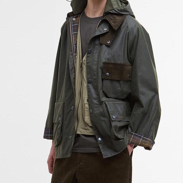 SOLWAY WAX HOODED JACKET - OLIVE