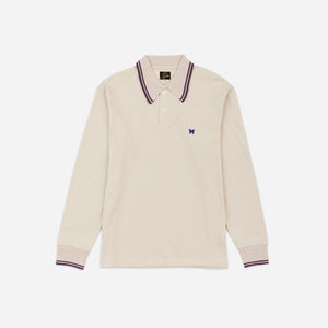 Needles - Needles Regular Collar Long Sleeve Polo - Beige -  - Main Front View
