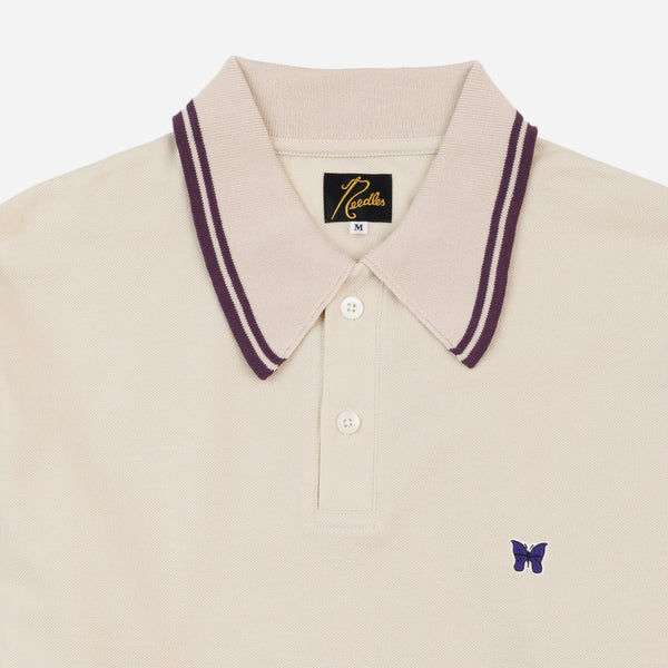 Needles Regular Collar Long Sleeve Polo - Beige