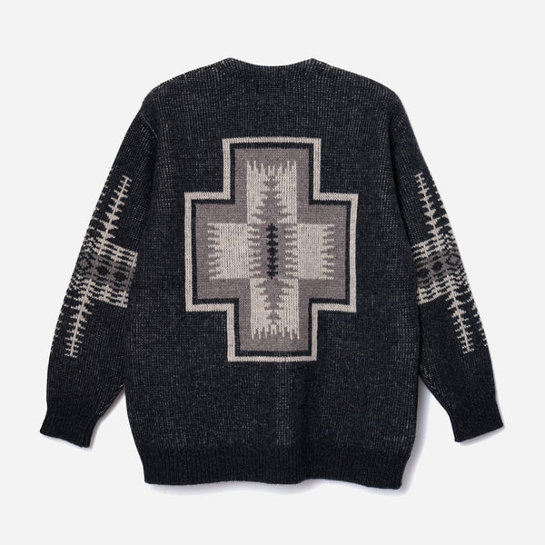 LAMBSWOOL CARDIGAN - BLACK HARDING