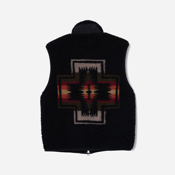 SHERPA BOA FLEECE VEST - BLACK