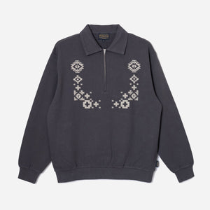 Pendleton - PIGMENT DYED HALF ZIP SWEATSHIRT - SLATE GREY -  - Main Front View