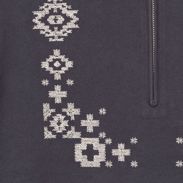 PIGMENT DYED HALF ZIP SWEATSHIRT - SLATE GREY