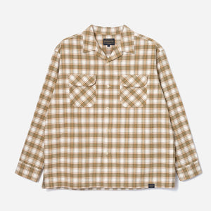 Pendleton - OPEN COLLAR PLAID SHIRT - KHAKI/IVORY -  - Main Front View