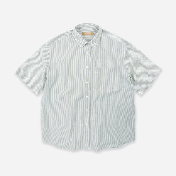 OG STRIPE SEERSUCKER HALF SHIRT - GREEN