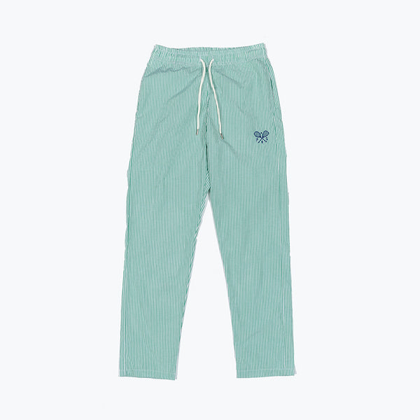 RELAXED STRIPED TROUSERS - TENNIS GREEN