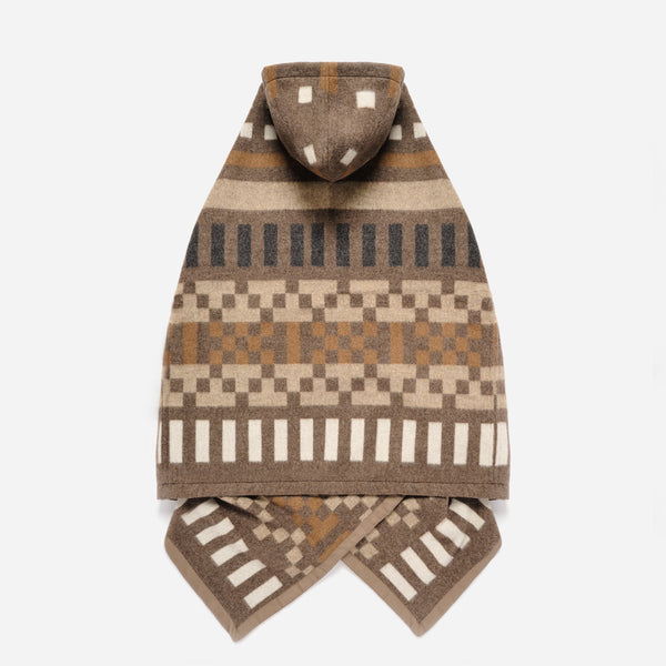 RECYCLED WOOL PONCHO - BROWN/MULTI