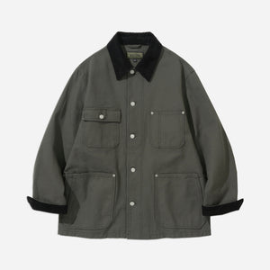 Uniform Bridge - OXFORD COVERALL CHORE JACKET - GREYISH OLIVE -  - Main Front View