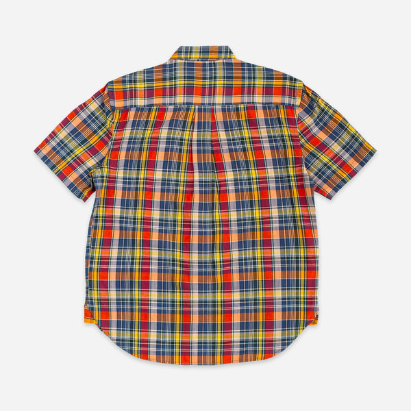 LAX MADRAS CHECK SS SHIRT - NAVY/YELLOW
