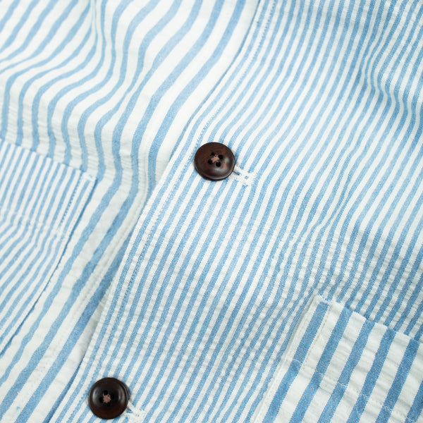 NO 106 SHIRT JACKET - SEERSUCKER STRIPE BLUE
