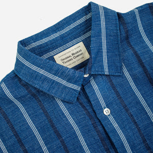 Original Madras Trading Company - LAX NATURAL DYE HEMP STRIPE SS SHIRT - INDIGO -  - Alternative View 1