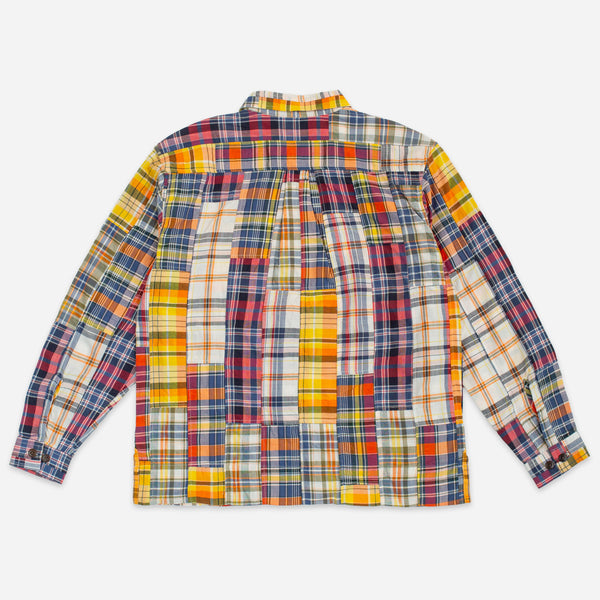 HALF ZIP PATCHWORK SHIRT - MULTI CHECK