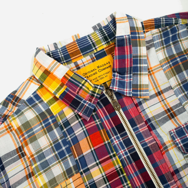 HALF ZIP PATCHWORK SHIRT - MULTI CHECK