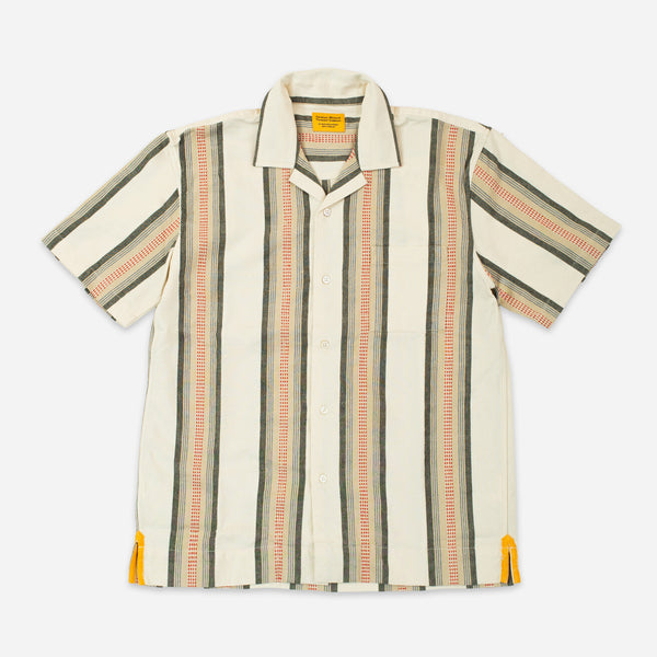 CUBAN JACQUARD STRIPE SHIRT - ORANGE/GREEN