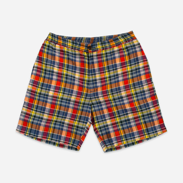 LAX CHECK MADRAS SHORTS - RED/YELLOW-NAVY