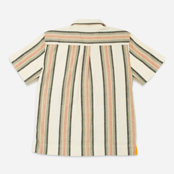 CUBAN JACQUARD STRIPE SHIRT - ORANGE/GREEN