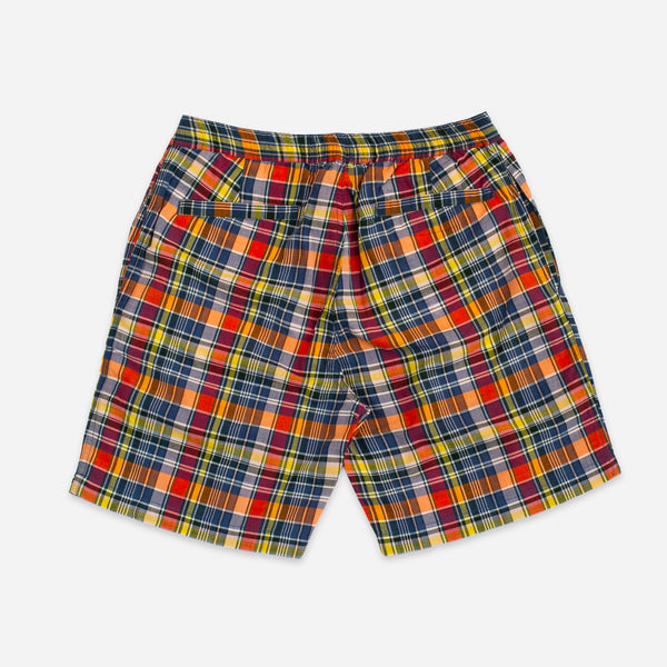 LAX CHECK MADRAS SHORTS - RED/YELLOW-NAVY