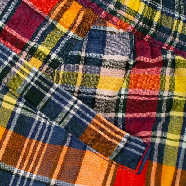 LAX CHECK MADRAS SHORTS - RED/YELLOW-NAVY