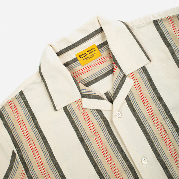 CUBAN JACQUARD STRIPE SHIRT - ORANGE/GREEN