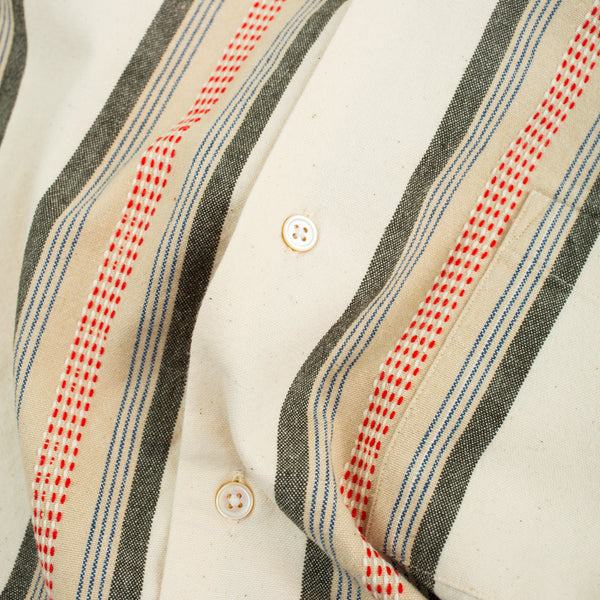 CUBAN JACQUARD STRIPE SHIRT - ORANGE/GREEN