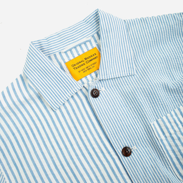 NO 106 SHIRT JACKET - SEERSUCKER STRIPE BLUE