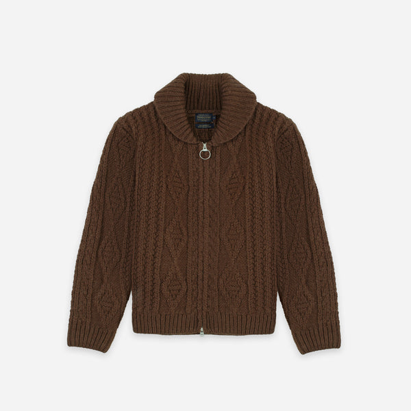 Pendleton Hoop Zip Cardigan - Brown