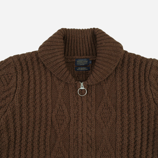 Pendleton Hoop Zip Cardigan - Brown