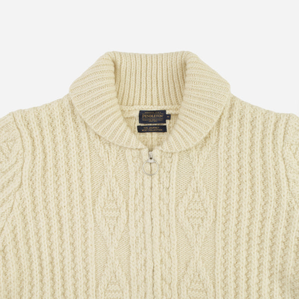 Pendleton Hoop Zip Cardigan - Cream