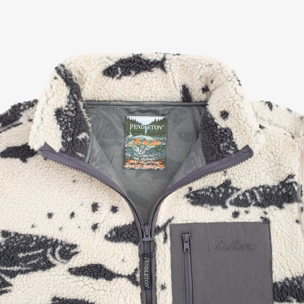 Jacquard Sherpa Fleece - Salmon Falls White