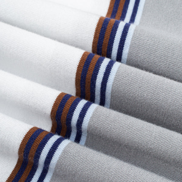 HEAVYWEIGHT STRIPED T-SHIRT - WHITE/GREY